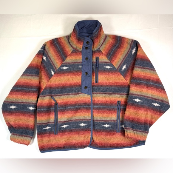 American Eagle Outfitters Jackets & Blazers - AMERICAN EAGLE Womens Southwestern Fleece Snap Front Jacket S Cozy Boho Western